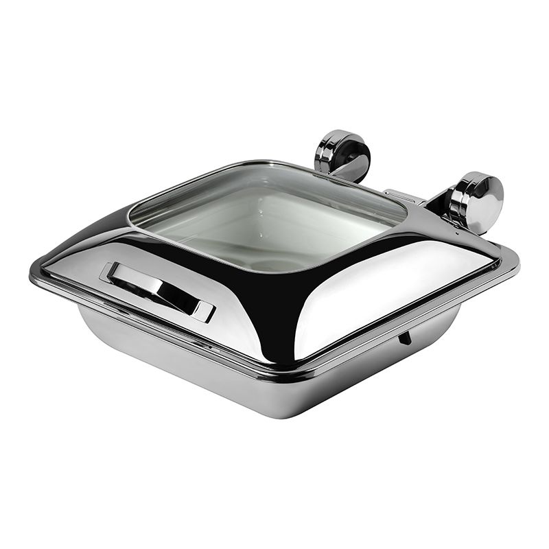 Yegam - Scaldavivande quadrato con coperchio in vetro 5.5 Ltr Smart