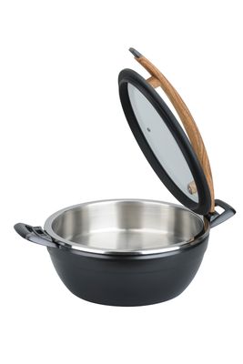 Yegam - Pentola Rotonda con Maniglia Bianca e Inserto Inox