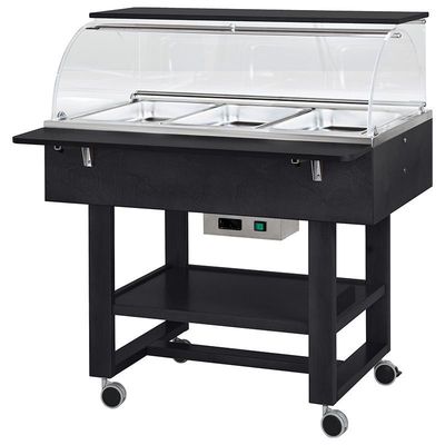 Forcar - Carrello termico a bagnomaria in legno 3 x GN 1/1 Nero