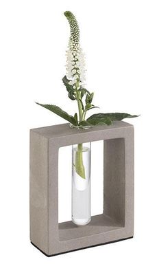 APS - Vaso con inserto in vetro &quot;Element&quot; 4,5 x 10 cm Grigio