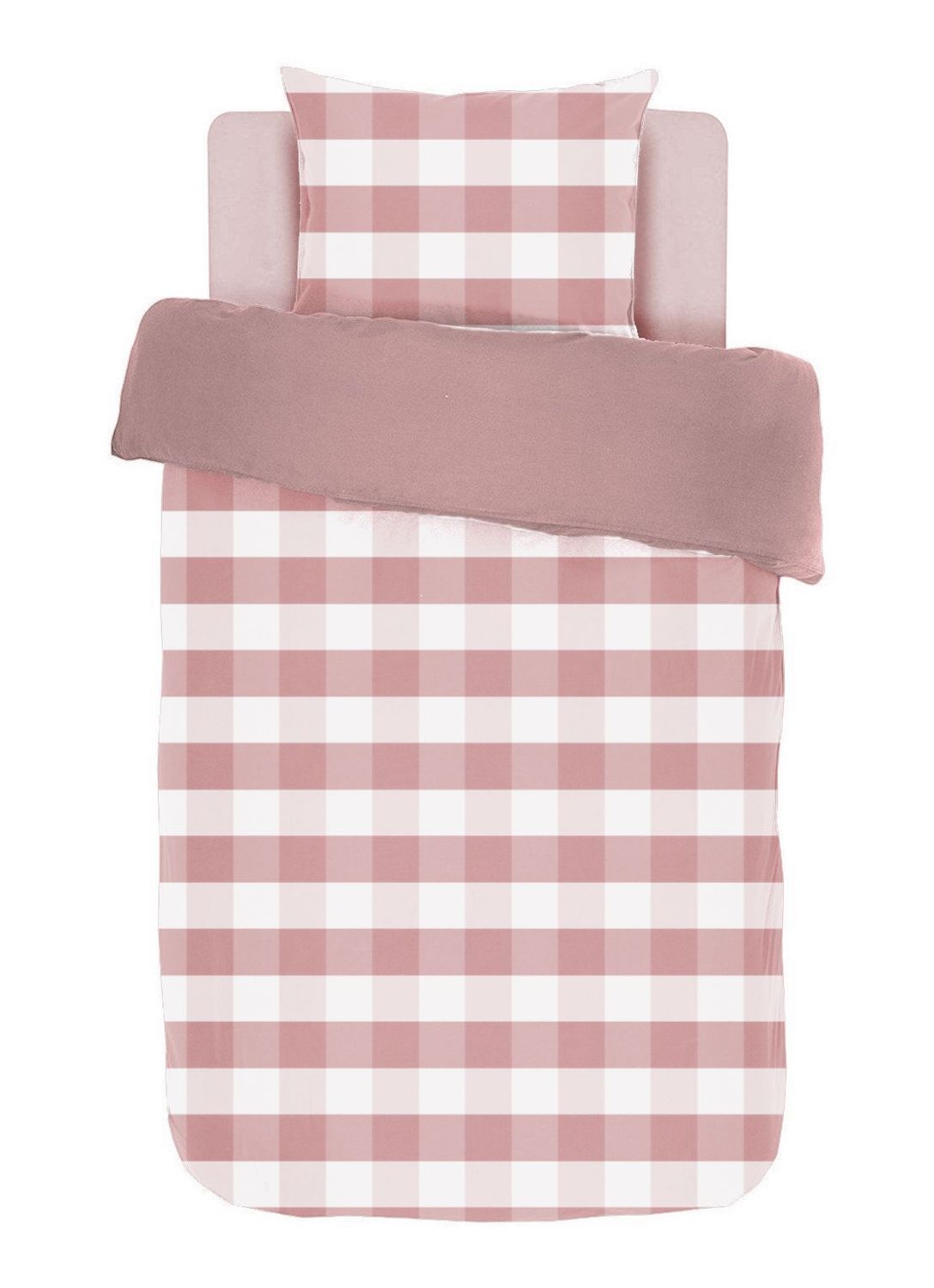 Copripiumino a quadri con federa 140 x 200 cm Rosa - Tirolix