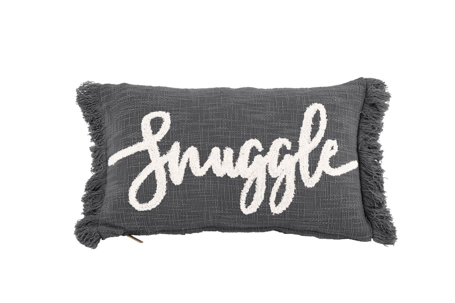 Cuscino con scritta in cotone slub 30 x 50 cm Grigio - Tirolix