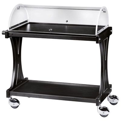 Forcar - Carrello di servizio in legno con cupola 2 piani 86 x 55 cm Nero