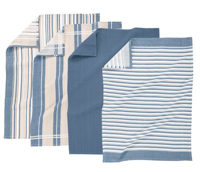 Canovacci/Strofinacci multilinee 4 pezzi 50 x 70 cm Blu - Tirolix