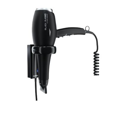 Aliseo - Asciugacapelli Black Mambo con supporto a parete e cavo e spina aggiuntiva 1875W