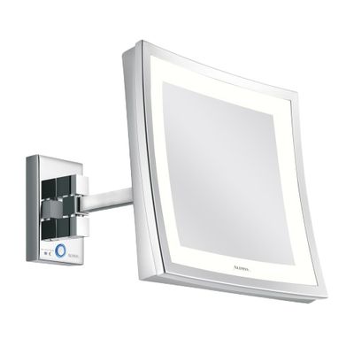 Aliseo - Specchio quadrato illuminato con braccio singolo Led Cubik T3 215 x 215 mm