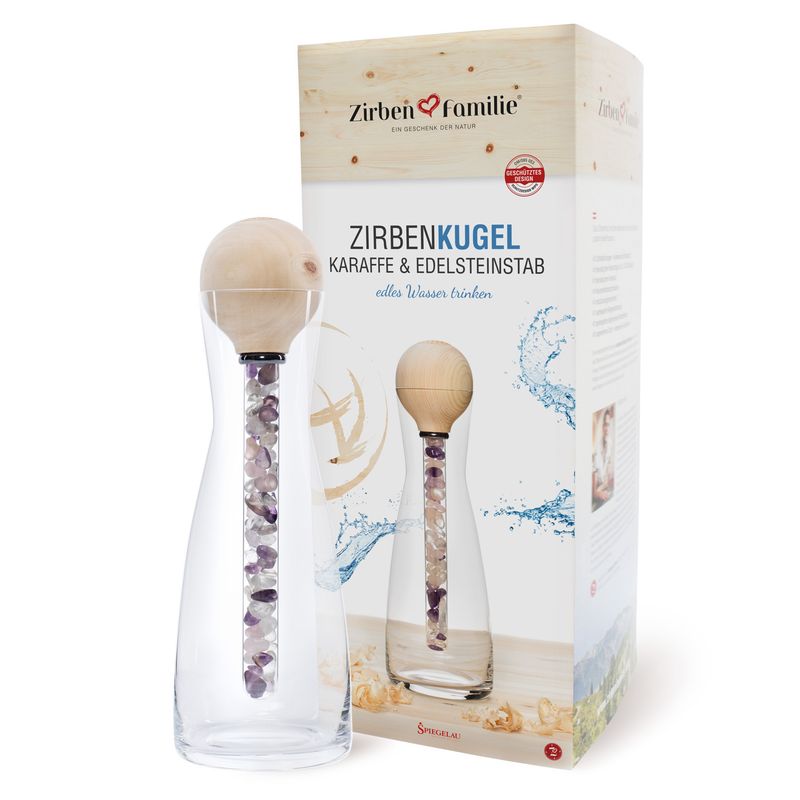 Caraffa con Sfera di cembro e pietra 1 litro - Zirbenfamilie