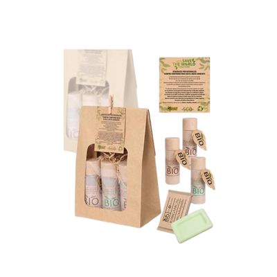 Tirolix - Set con shampoo, gel doccia, latte corpo e sapone mani Go Green