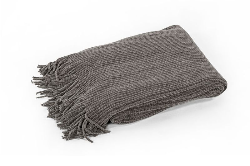 Plaid morbido con frange 130 x 170 cm Grigio - Tirolix