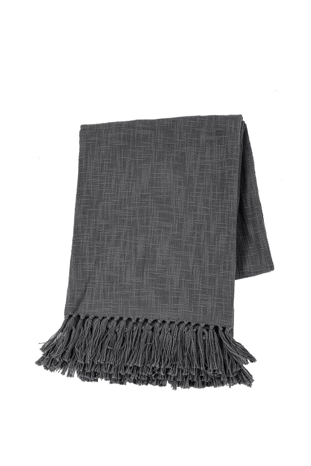 Plaid in cotone slub 130 x 160 cm Grigio - Tirolix
