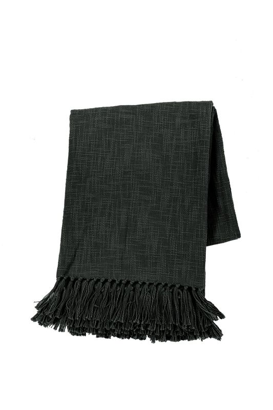 Plaid in cotone slub 130 x 160 cm Nero - Tirolix