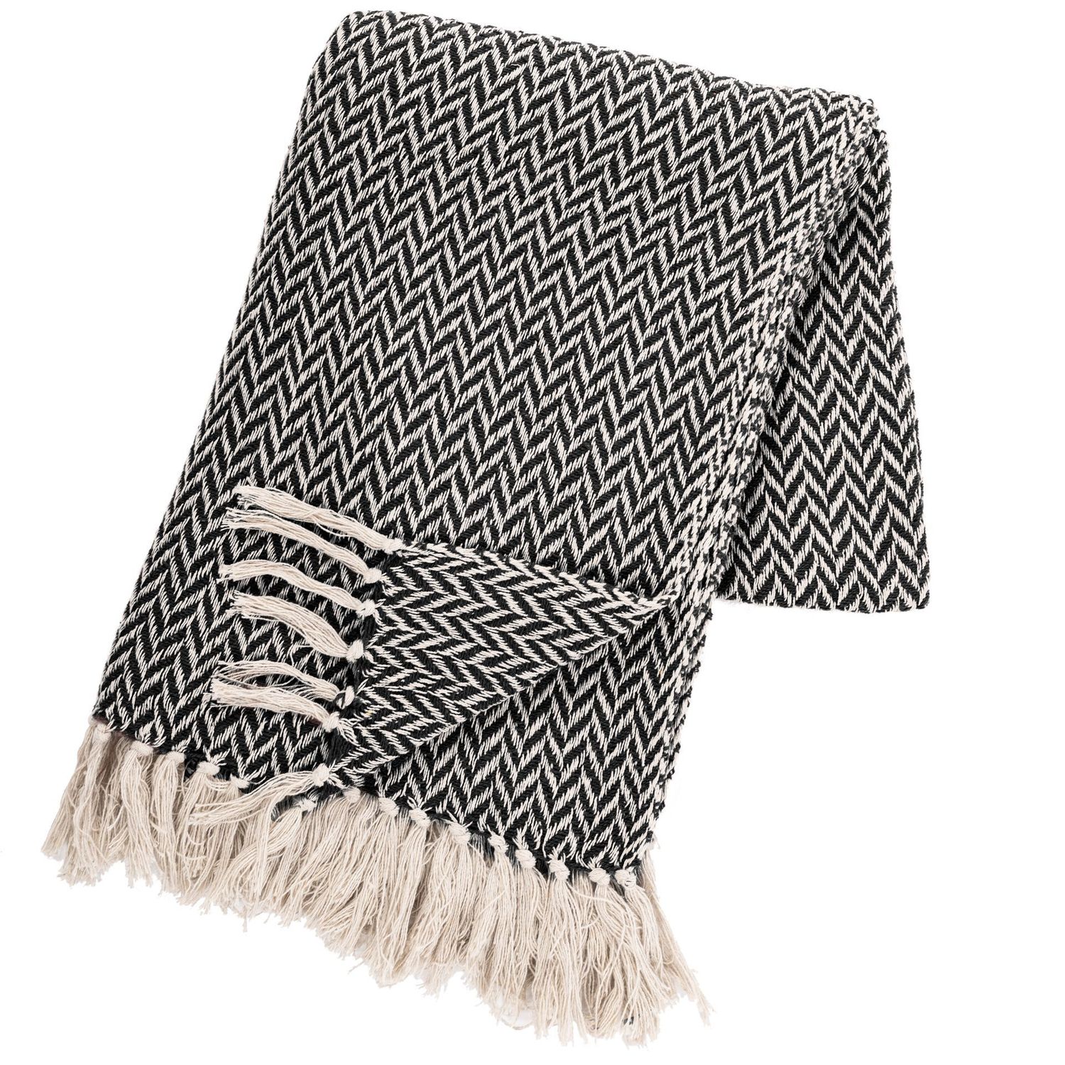 Plaid geometrico 130 x 170 cm Nero/Beige - Tirolix