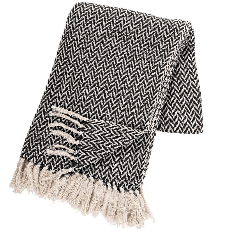 Plaid geometrico 130 x 170 cm Nero/Beige - Tirolix