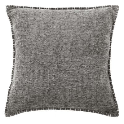 Cuscino con bordi ricamati 45 x 45 cm Grigio Scuro - Tirolix