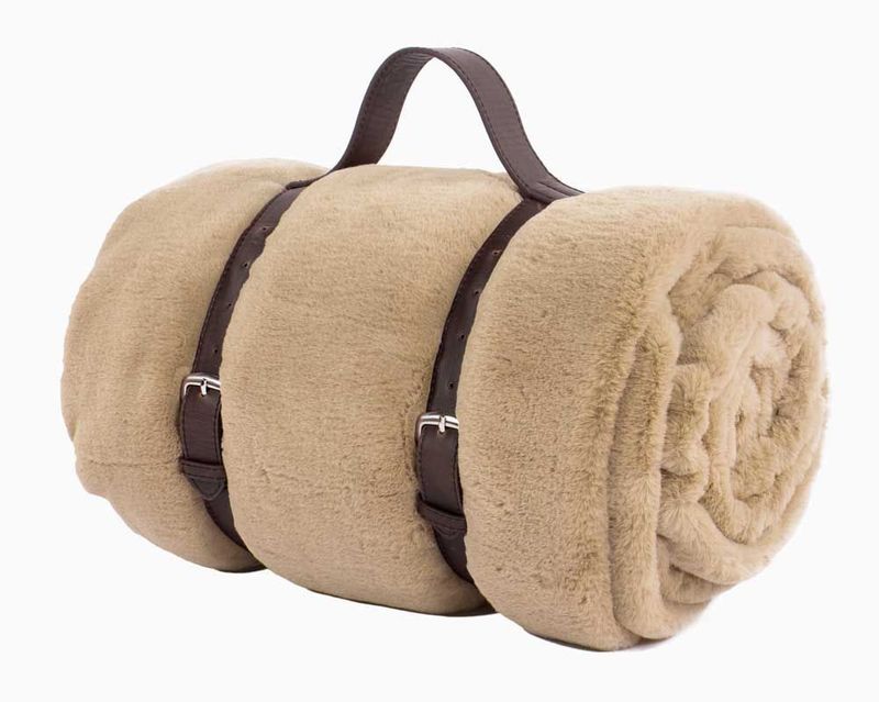 Plaid pelo coniglio corto 140 x 180 cm Sabbia - Tirolix