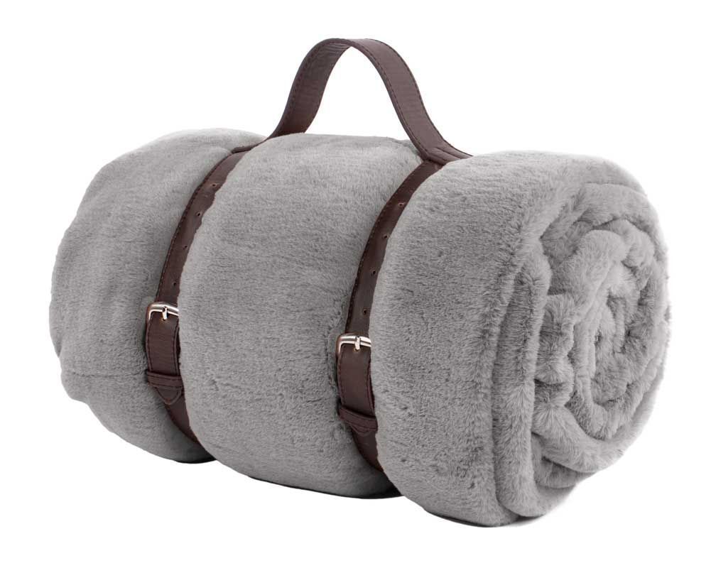 Plaid pelo coniglio corto 140 x 180 cm Grigio - Tirolix