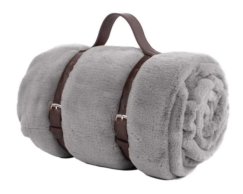 Plaid pelo coniglio corto 140 x 180 cm Grigio - Tirolix