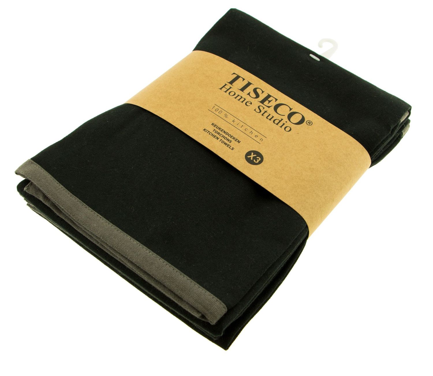 Canovacci/Strofinacci in cotone 3 pezzi 50 x 70 cm Nero - Tirolix