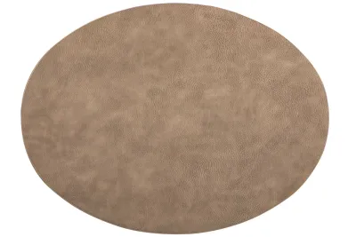 Tovaglietta Ovale Finta Pelle 33x45 cm Taupe - Tirolix