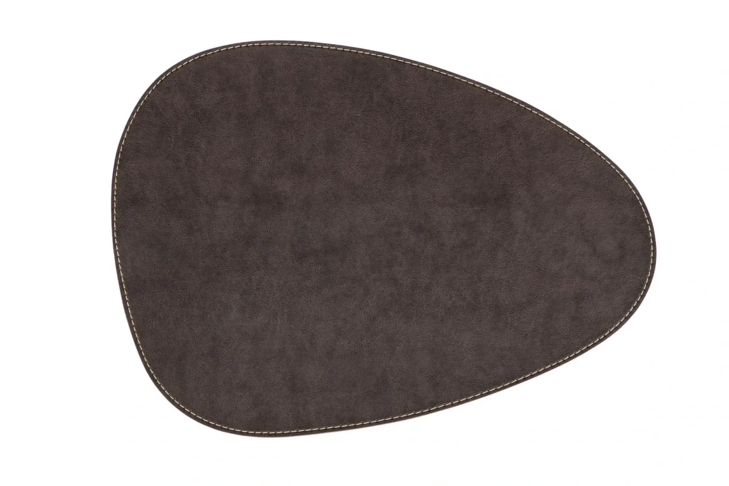 Tovaglietta Ovale in Ecopelle Bordi Ricamati 32x42 cm Marrone Scuro - Tirolix