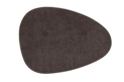Tovaglietta Ovale in Ecopelle Bordi Ricamati 32x42 cm Marrone Scuro - Tirolix