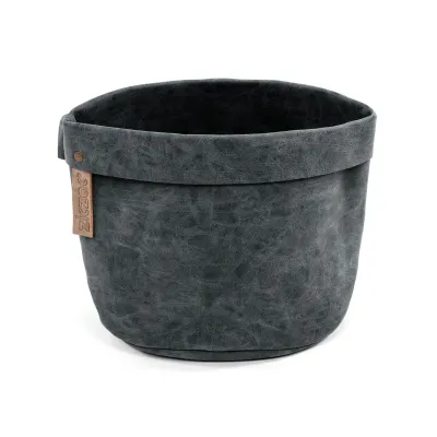 Cestino Ecopelle da Tavola 20x20x24 cm Nero - Tirolix