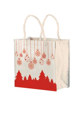 Borsa Juta Cerata Natalizia 20hX20X11 cm Bianco