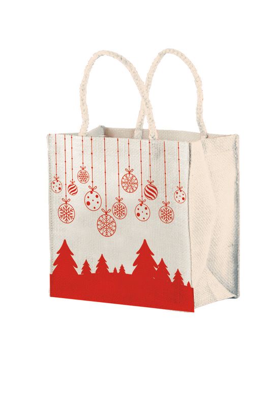 Borsa Juta Cerata Natalizia 20hX20X11 cm Bianco