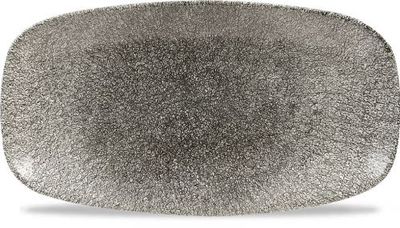 Churchill - Piatto oblungo 35,5 x 18,9 cm Raku Quartz Black Studio Prints