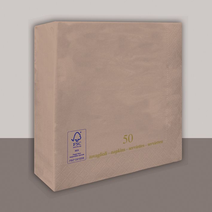 Tovagliolo Tortora 2 veli 25x25 cm 1800 pezzi - Tirolix