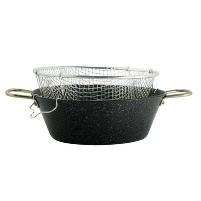 Friggitrice Con Cestello 26 cm 3 lt Ferro Smaltato Quarzo - L.A.R.