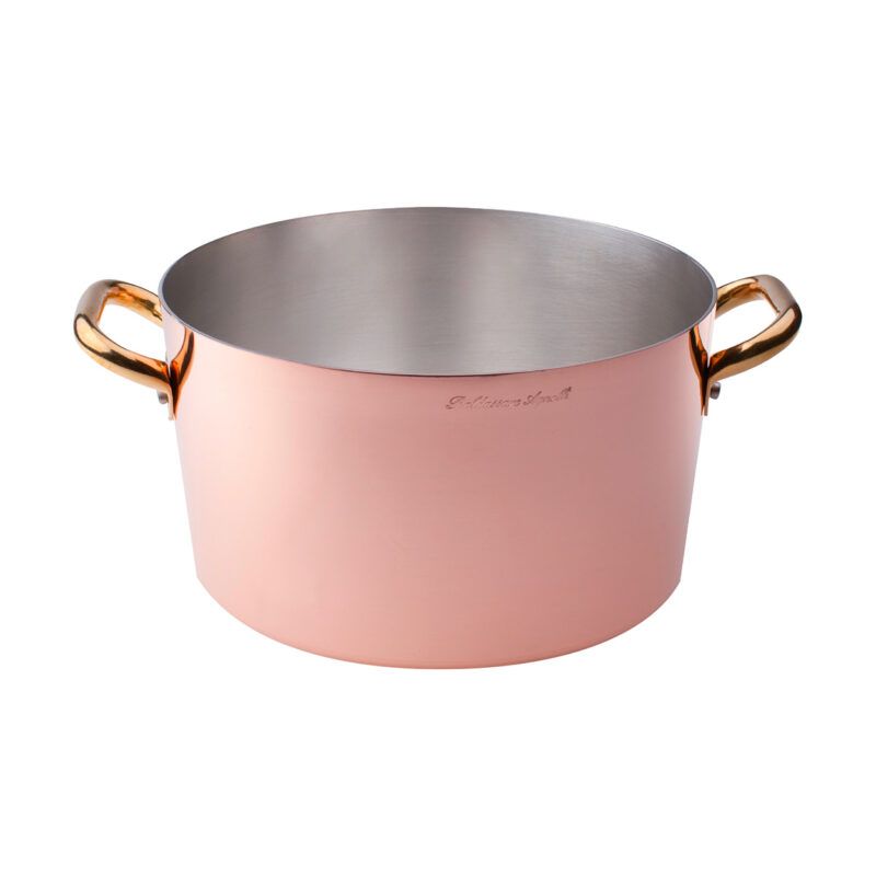 Agnelli - Casseruola Alta 2 Manici 32 cm Rame Liscio Stagnato - 2 mm