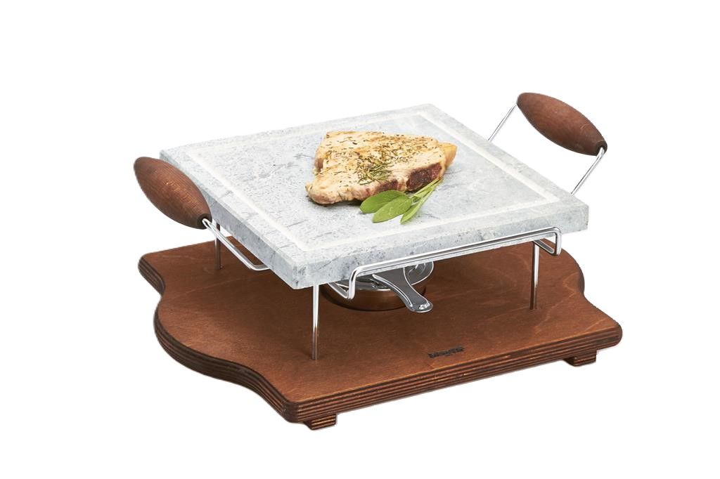 Bisetti - Pietra Ollare Quadrata Con Supporto 25 x 25 cm