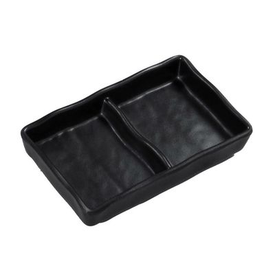 Tirolix - Piatto Rettangolare Due Scomparti 13 x 8 cm Nero Melamina