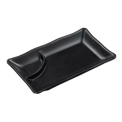 Tirolix - Piatto Rettangolare Con Scomparto 20 x 12 cm Nero Melamina