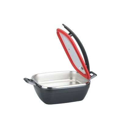 Yegam - Scaldavivande rettangolare a induzione rosso 32,5 x 26,5 cm Artisan