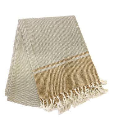 Plaid in cotone con frange 150 x 250 cm Sabbia  - Tirolix