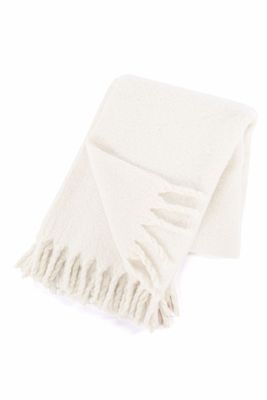 Plaid in microflanella con frange 130 x 170 cm Crema - Tirolix