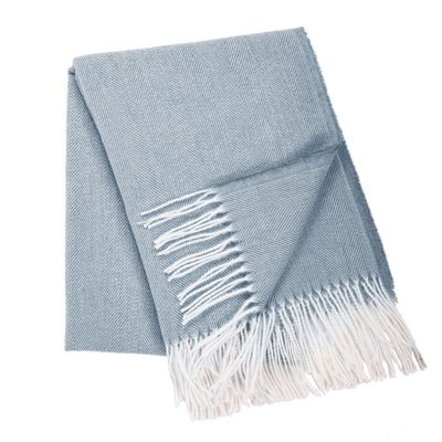 Plaid con frange 130 x 170 cm Azzurro - Tirolix