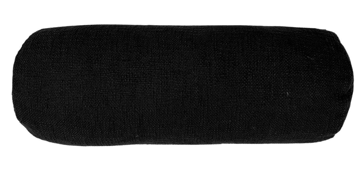 Cuscino in cotone slub cilindrico 15 x 45 cm Nero - Tirolix