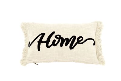 Cuscino con scritta in cotone slub 30 x 50 cm Crema - Tirolix