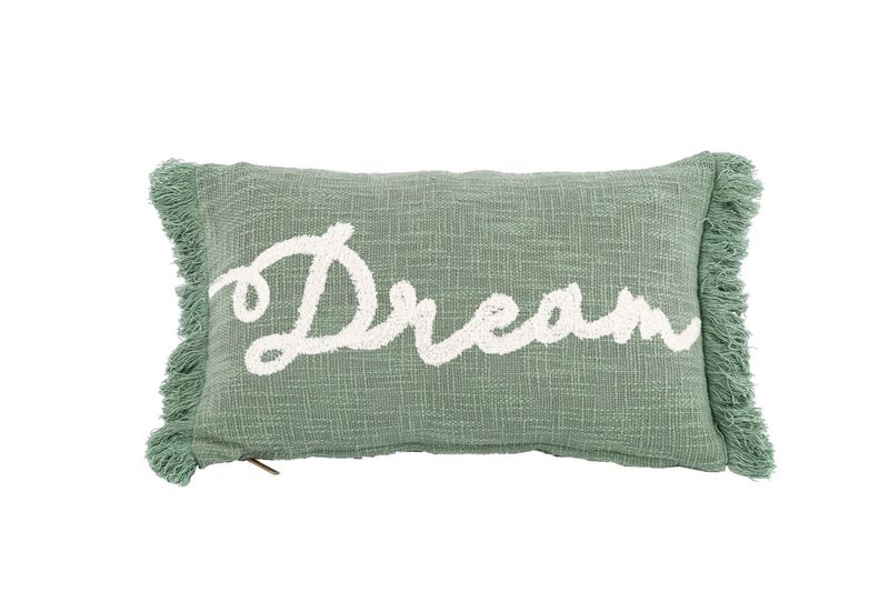 Cuscino con scritta in cotone slub 30 x 50 cm Verde - Tirolix
