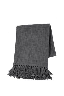 Plaid in cotone slub 130 x 160 cm Grigio - Tirolix