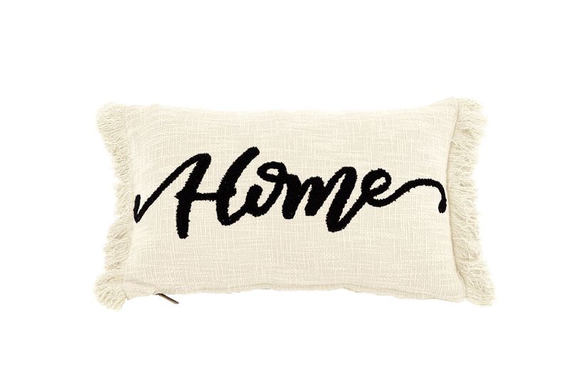 Cuscino con scritta in cotone slub 30 x 50 cm Crema - Tirolix