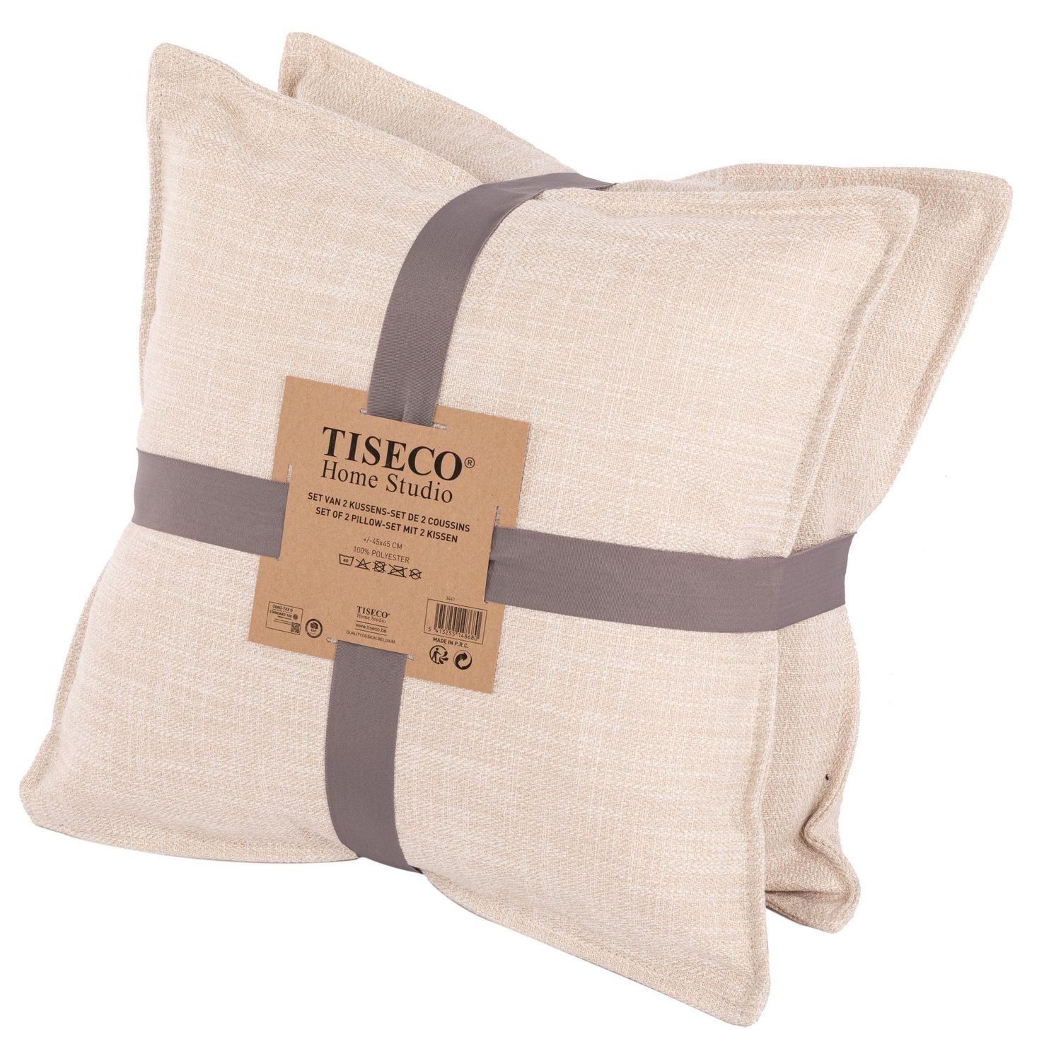 Set 2 cuscini slub 45 x 45 cm Crema - Tirolix