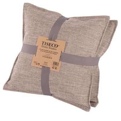 Set 2 cuscini slub 45 x 45 cm Taupe - Tirolix