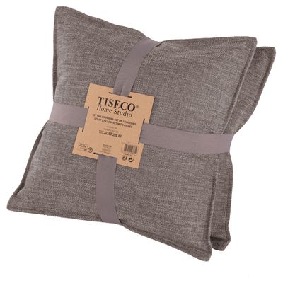 Set 2 cuscini slub 45 x 45 cm Taupe Scuro - Tirolix