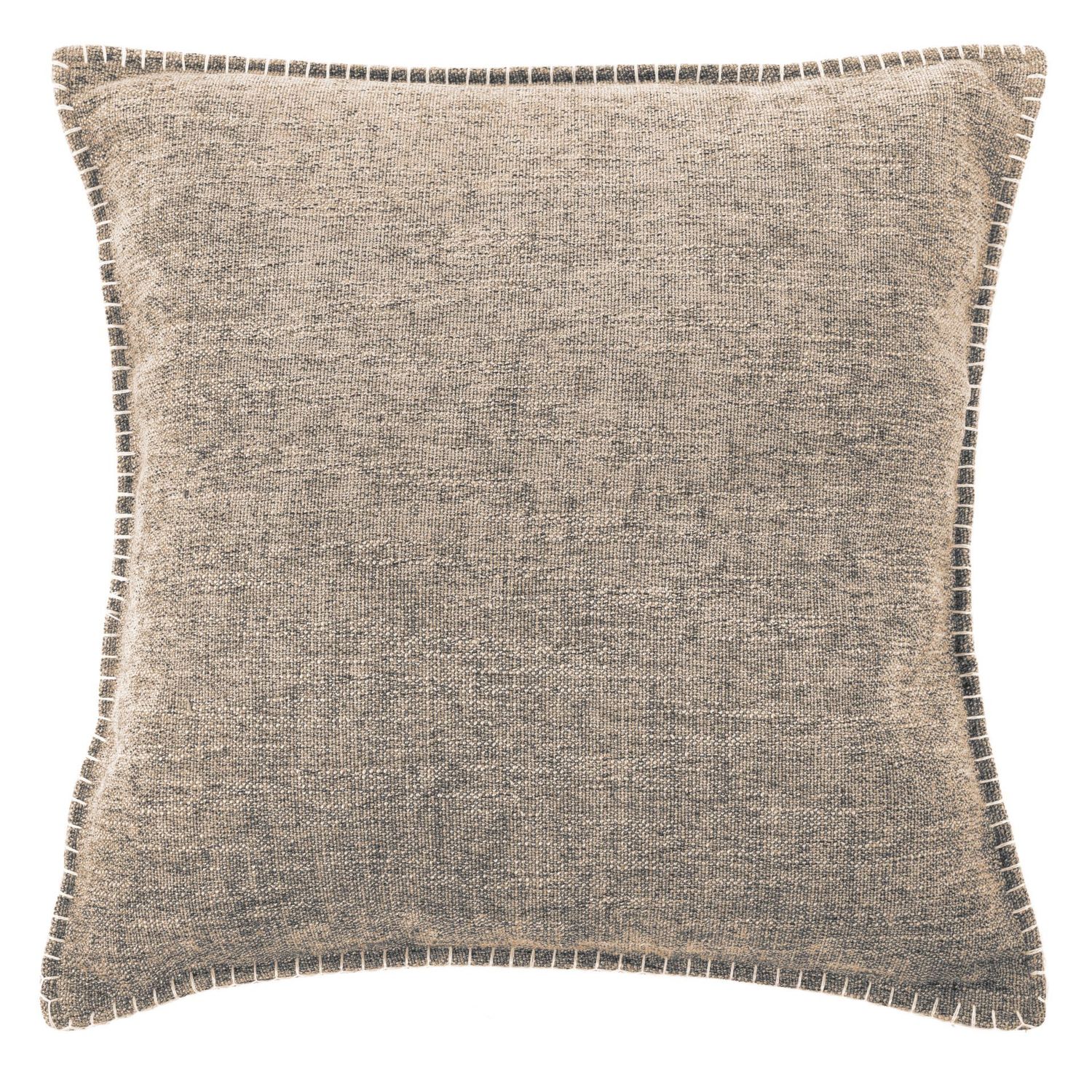 Cuscino con bordi ricamati 45 x 45 cm Taupe - Tirolix