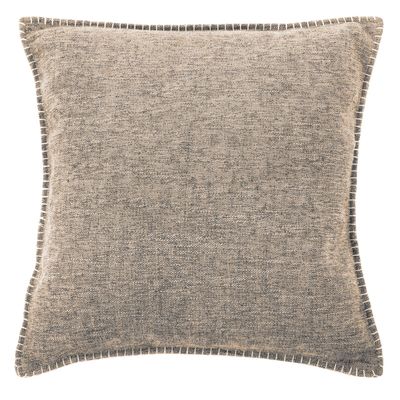 Cuscino con bordi ricamati 45 x 45 cm Taupe - Tirolix