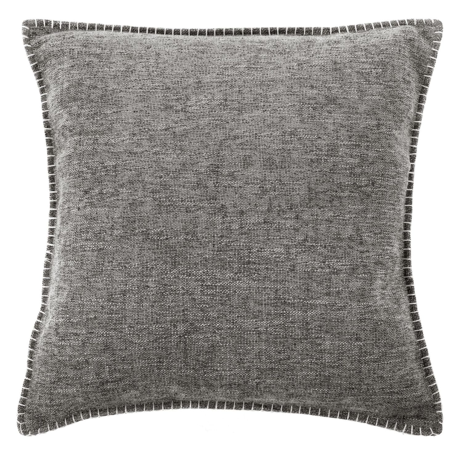 Cuscino con bordi ricamati 45 x 45 cm Grigio Scuro - Tirolix
